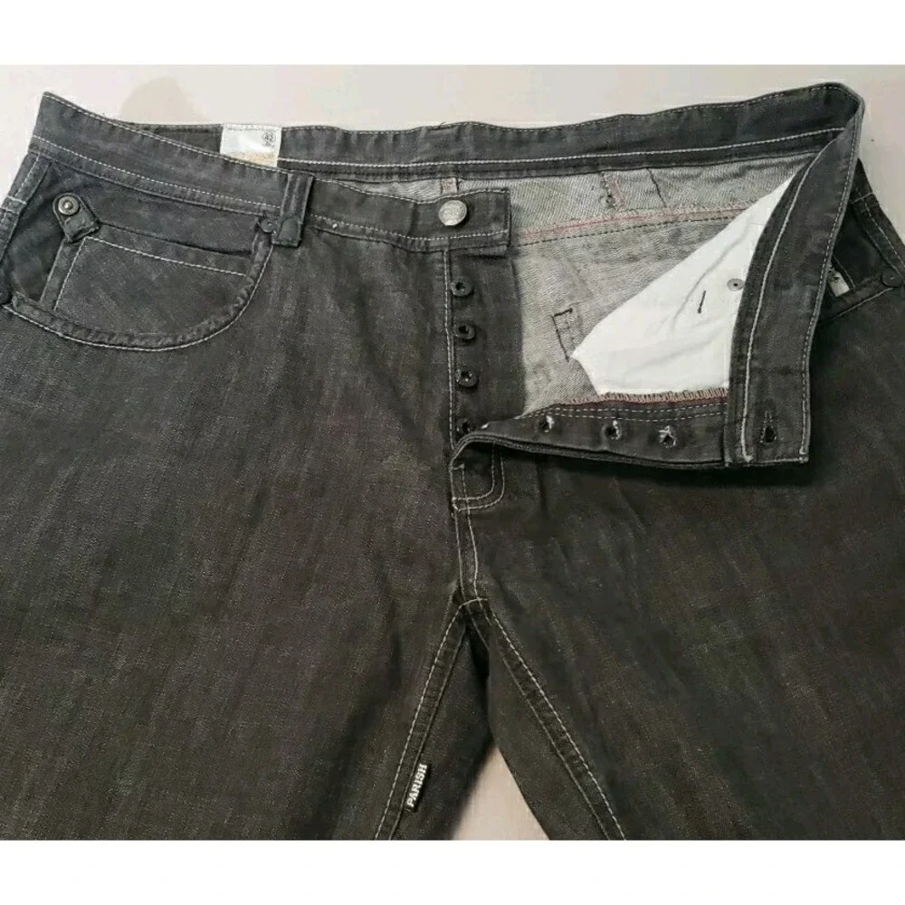 Parish‎ Jeans Men 44x30 black button fly loose relaxed hip hop street wear